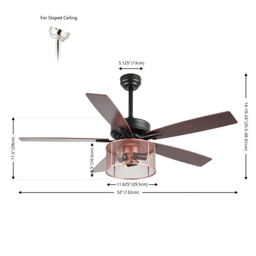 Max 52"  Farmhouse Industrial Iron/Wood Mobile-App/Remote-Controlled LED Ceiling Fan - JONATHAN Y